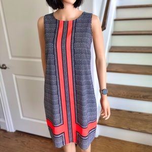 Vince Camuto Black and Coral Geo Printed Dress